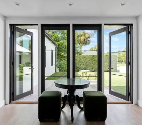 Porta giratória de vidro de isolamento térmico preto personalizado com revestimento em pó de liga de alumínio