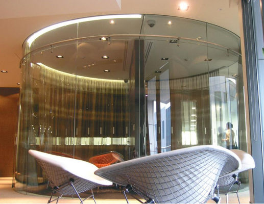 12.76mm vidro curvo laminado laminado transparente e rígido painéis fixos e deslizantes
